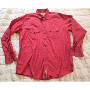Vintage CINCH Men's XL Red Print Western Cowboy Pearl Snap Shirt USA Made